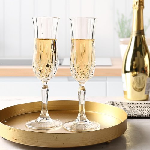 UMEIED Engraved Champagne Flutes, Set of 12-4.16 oz Elegant Etched Glass Coupe Glasses for Wedding, Anniversary, Bridal Shower & Parties