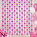 Menstarsi Bow Party Decorations - Hot Pink Foil Fringe Curtains | 2 Pack, 3.3 X 6.6 Ft Backdrop for Birthdays & Bachelorette Parties