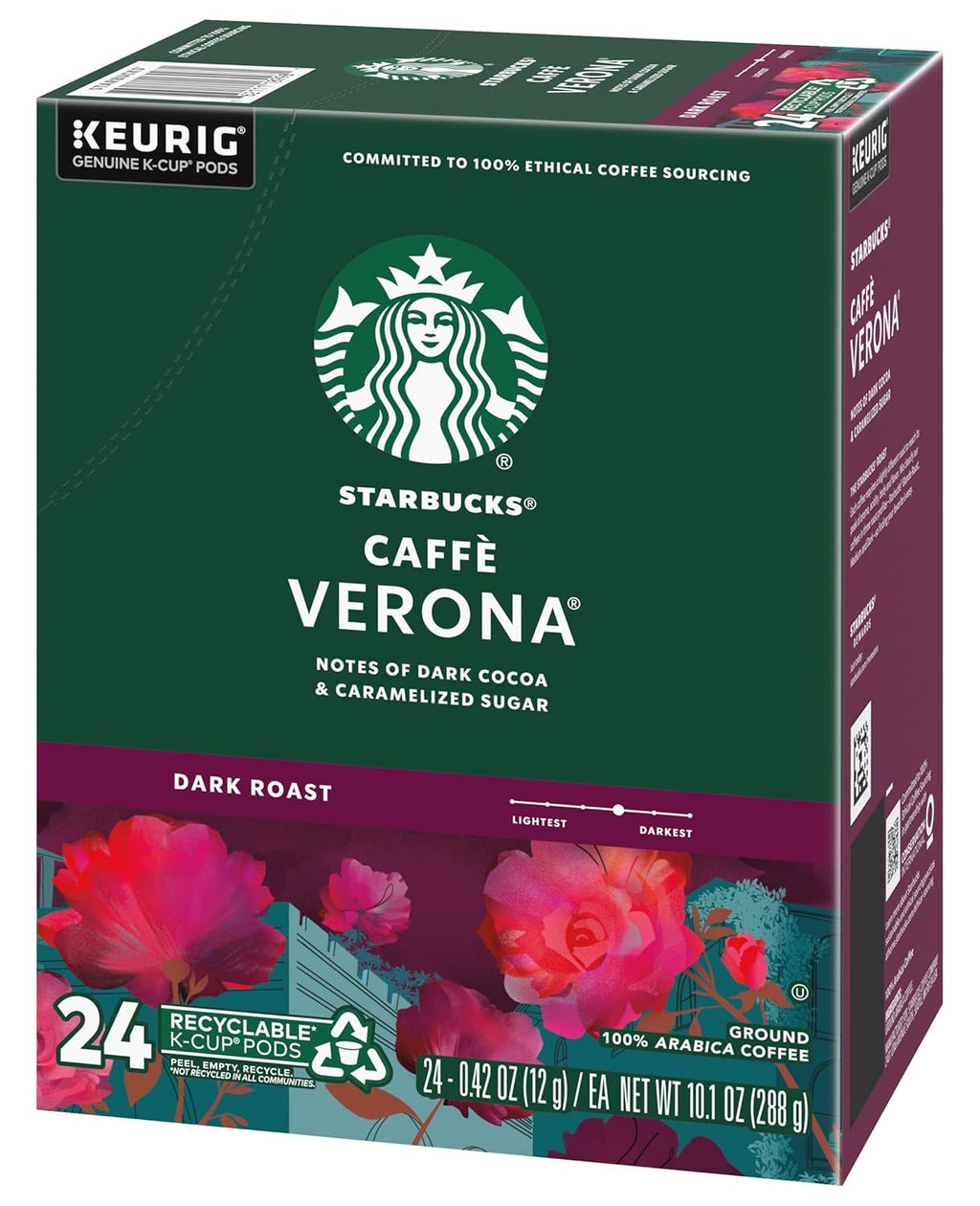 Starbucks K-Cup Pods - Caffè Verona Dark Roast Coffee with Cocoa & Caramel Notes | 48 Count (2 Boxes)