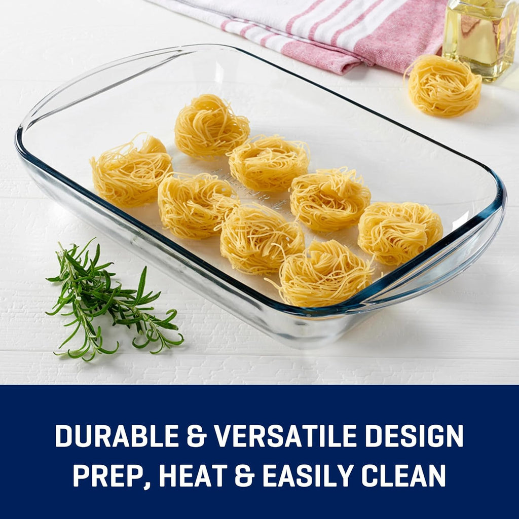 Pyrex Glass 9x13 Baking Dish - 3 Quart Oblong Ovenproof Casserole Pan for Lasagna & Brownies