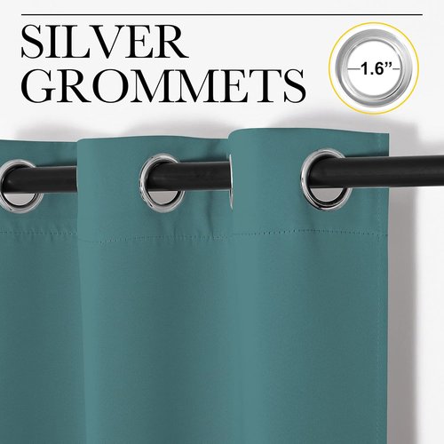 NICETOWN Blackout Curtains for Patio Glass Doors - Sea Teal Privacy Panels, 42" x 95" (1 Pair)