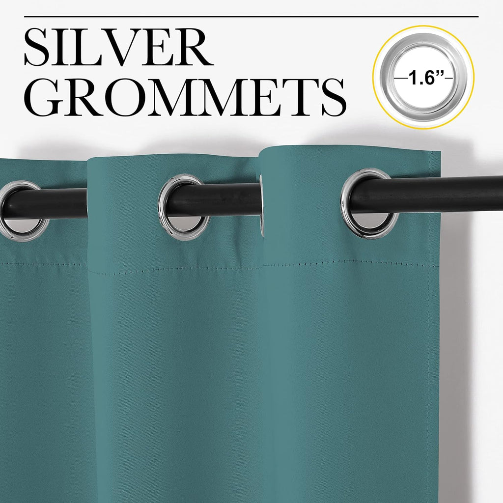 NICETOWN Sea Teal Blackout Curtains - 120-Inch Length, Thermal Insulated, 2 Panels for Large Windows