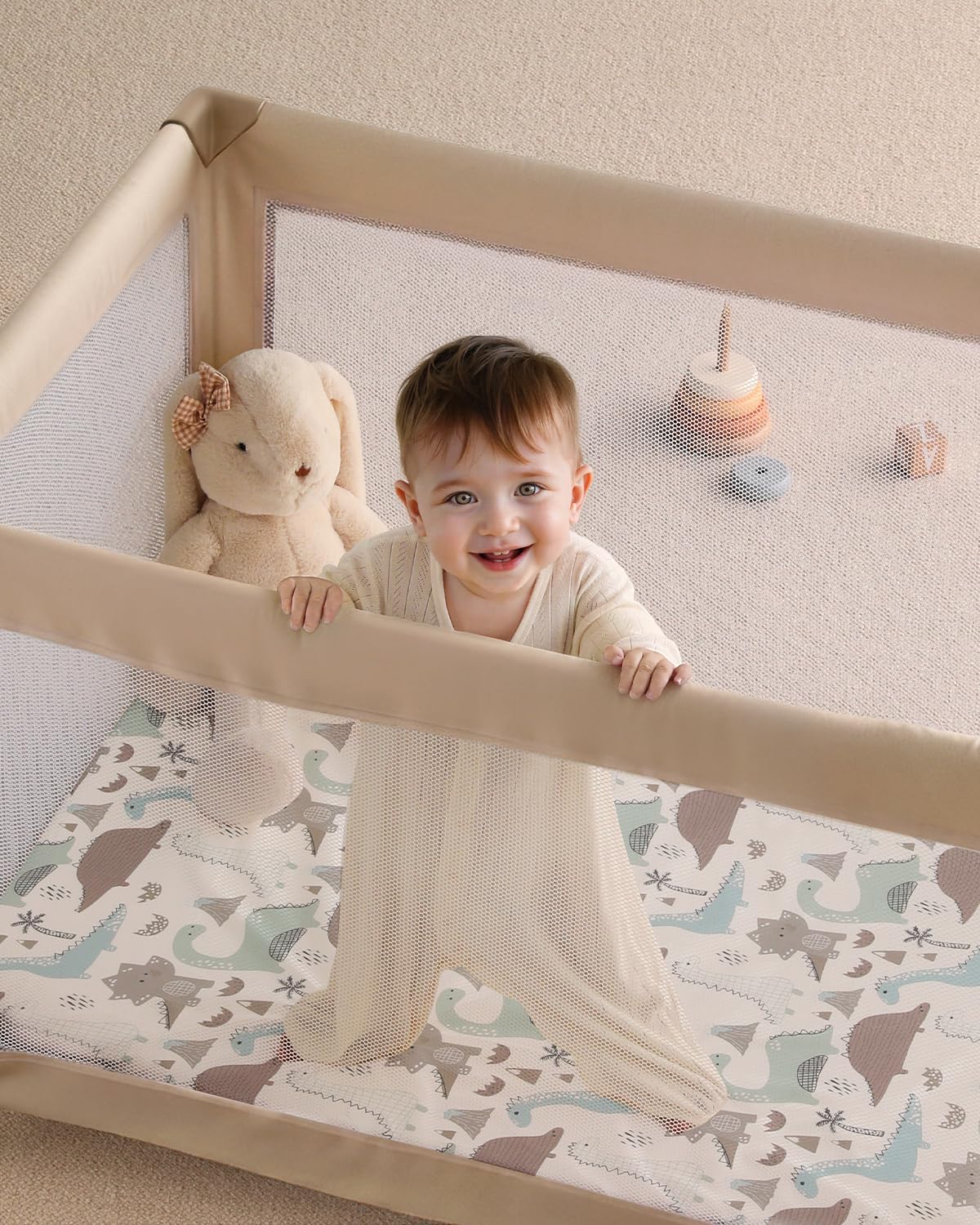 Yoofoss Baby Pack and Play Sheets - Ultra Soft Dark Blue Dinosaur Fitted Mini Crib Sheets 38x26
