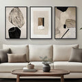 Framed Neutral Abstract Wall Art Set by [Brand Name] - Modern Canvas Prints for Living Room | 16x24 Inch Minimalist Black and Beige Decor
