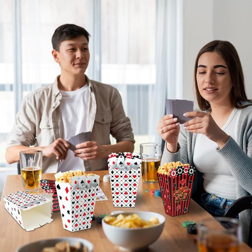 Las Vegas Popcorn Box 24 Pieces Casino Themed Birthday Party Popcorn Gift Box Poker Themed Birthday Decoration Kids Boys Girls Party Supplies