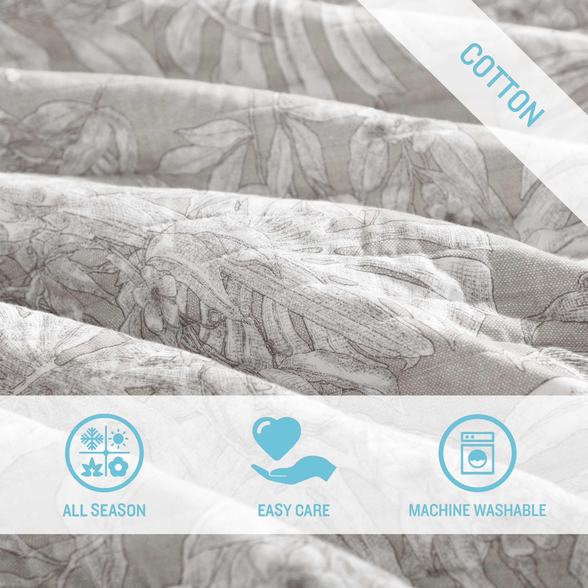 Tommy Bahama - Full/Queen Quilt Set, Lightweight and Breathable Bedding with Matching Sham(s), Super Soft Bedding Set (Jungle Toile Beige, Full/Queen)