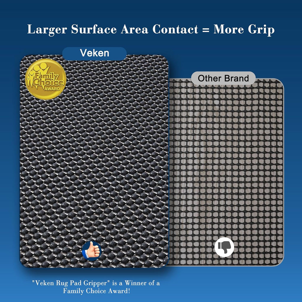 Veken Rug Pad Gripper - Non-Slip 8x10 Ft Mat for Hardwood & Tile Floors - Thick Anti-Skid Protection
