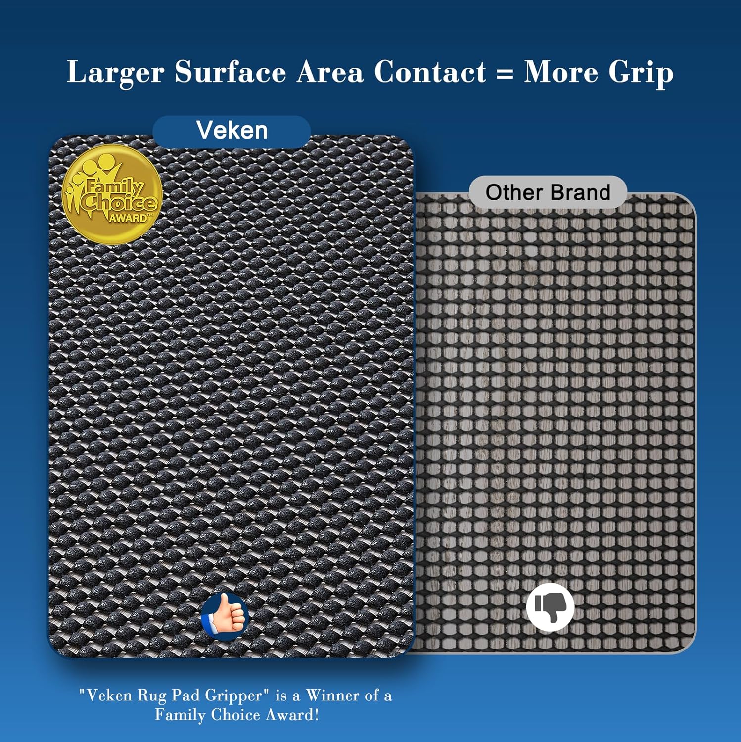 Veken Rug Pad Gripper - Non-Slip 8x10 Ft Mat for Hardwood & Tile Floors - Thick Anti-Skid Protection