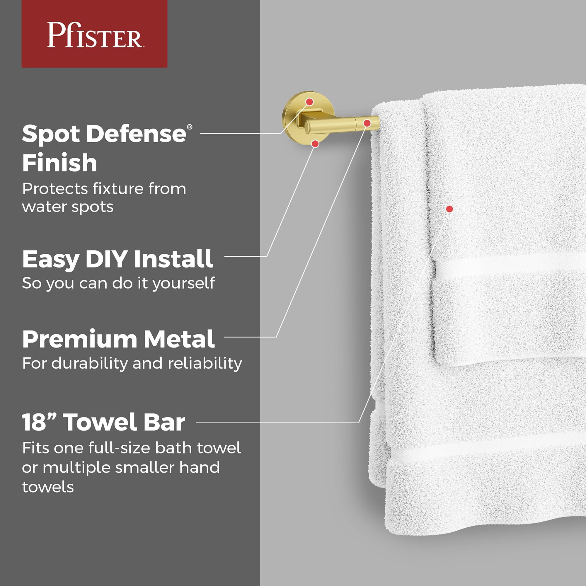 Pfister Capistrano Towel Hook, Bathroom Towel & Robe Hook, Wall-Mounted, Screw-in, Brushed Gold Finish