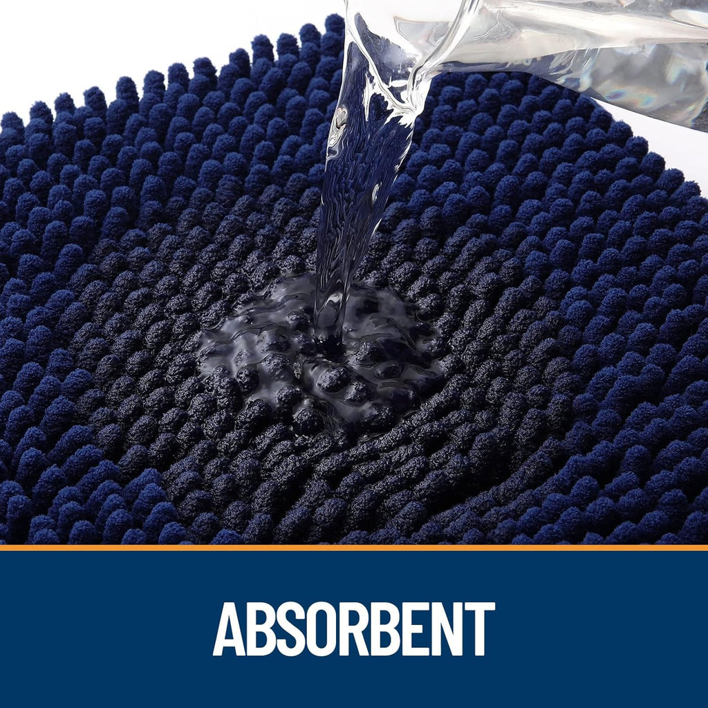 OLANLY Dog Door Mat - Absorbent Non-Slip Mud Mat for Indoor Use | 40x24 Navy Blue, Quick Dry Chenille