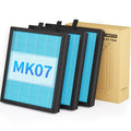 MK07 Air Purifier Filter Replacement, 4-in-1 Air Filter for Dust Pollen, Lint, Pet Dander & Smoke - 3 Pack, Blue