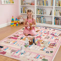 Rug&Play 4x6 Ultra Soft Pink Dollhouse Play Rug for Girls Room – Washable Non-Slip Area Rugs for Kid Bedroom & Kids Playroom Decor – Pink Princess Carpet for Girl & Toddler
