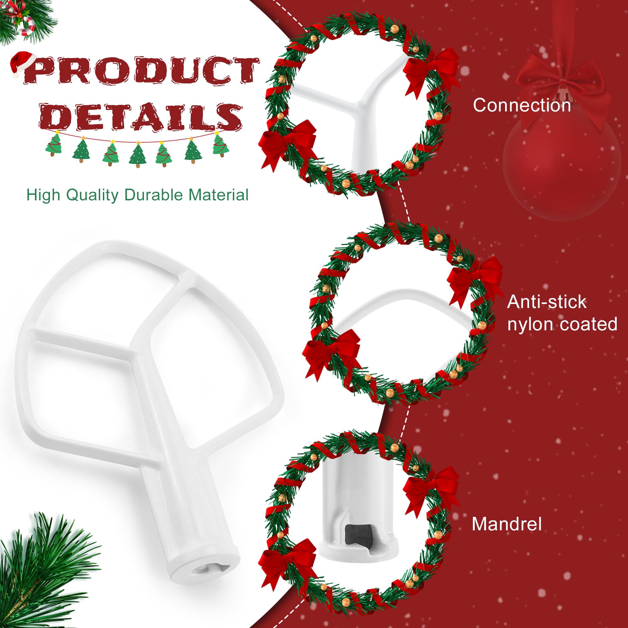 K5AB K5SS Flat Beater Replacement/K5AB K5SS Coated Flat Beater for 5-Qt Bowl-Lift Stand Mixers of 9707670 W10807813 PS983355 AP3881259 Mixer Beaters Replacement,Fit Model KSM50 KSM5 KSM450 by Sikawai