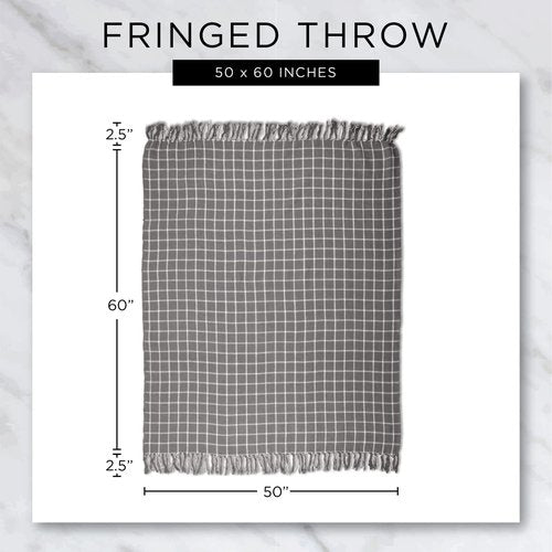 DII Transitional Checked Plaid Woven Throw, 50x60, French Blue