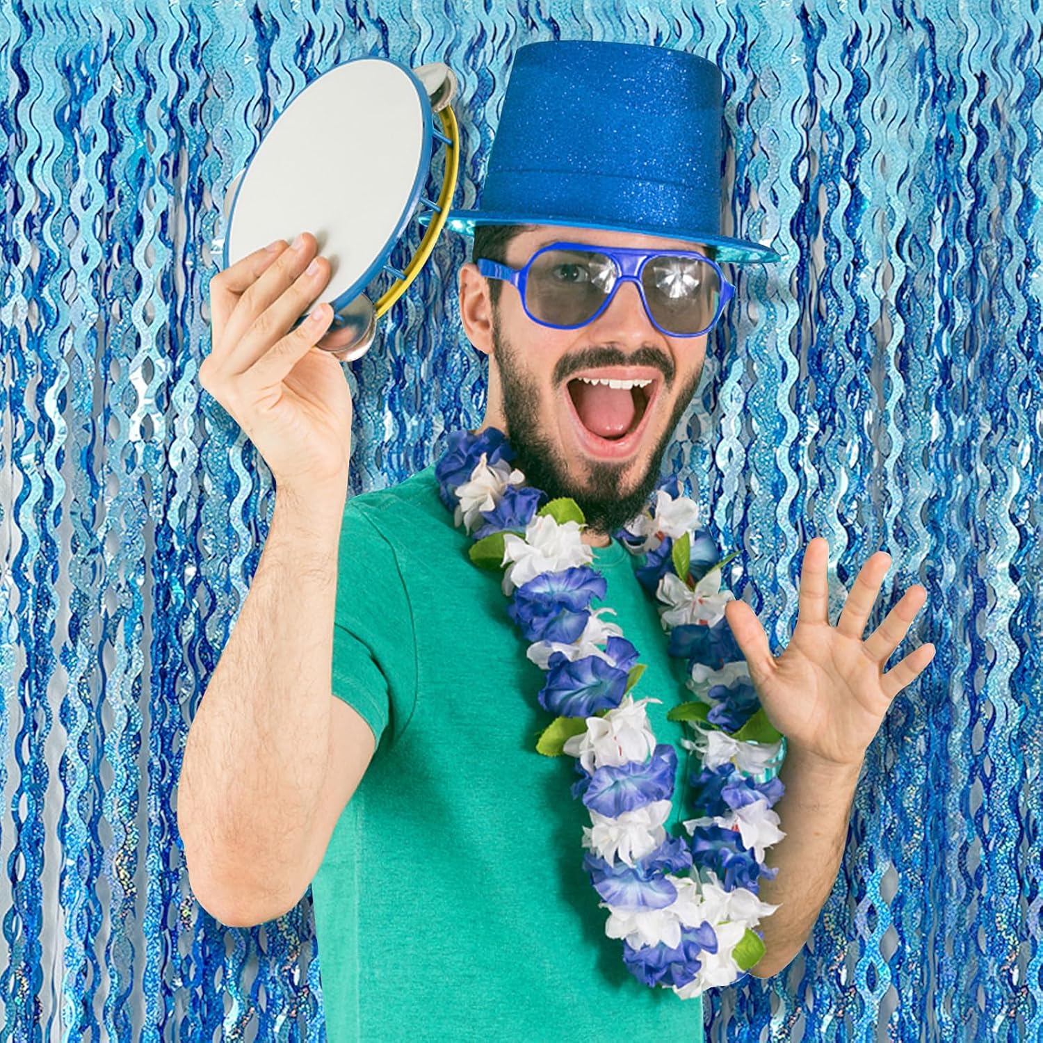 Skiennix Tinsel Foil Fringe Curtains - Metallic Wavy Backdrop for Parties & Events | Photo Booth Decor