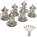 Alisveristime (SET OF 6 Handmade Turkish Tea Water Zamzam Serving Set Glasses Saucer (Silver)