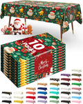 Pureegg Disposable Table Cloths - 10 Pack, 54 x 108 Inch, Sturdy & Leakproof Christmas Green for Parties
