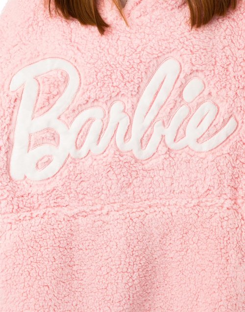 Barbie Womens Wearable Hooded Blanket | Ladies Embroidered Classic Logo Fleece Hoodie in Pink | Cozy Doll Fashion Pullover