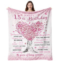 Vuinezo 15 Year Old Girl Gifts Blanket 50"X60", 15th Birthday Decorations for Girls, Quinceanera Gift, 15th Birthday Gifts for Teen Girls, Bday Gift for 15 Year Old Girl, Sweet 15 Bday Decorations