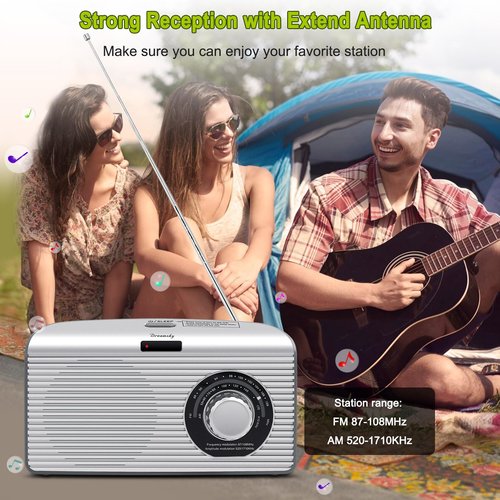 DreamSky Bluetooth Speaker Radio Sleep Timer, Hi-Fi Clear Extra Loud Sound, Portable AM FM Radio with Strong Reception, Plug in Wall or Battery Operated for Home/Outdoor, Seniors Small Gift