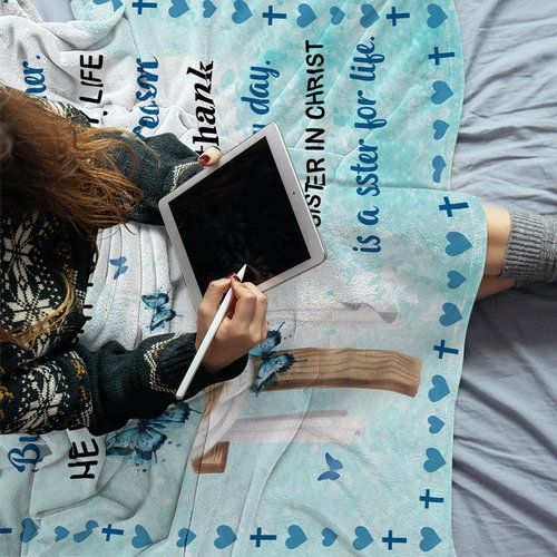 Nahjiiem Sisters in Christ Gifts for Women, Christian Gifts for Sisters, Secret Sister Gift for Women, Faith Based Blankets, Christian Sister Friends Throw Blanket 50"x60"