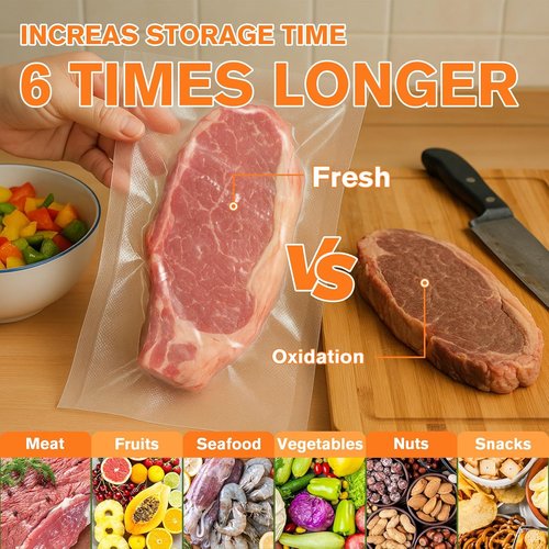 FUNFERY Vacuum Sealer Bags - Precut Food Storage Solution | 200 Quart, 8" x 12", BPA Free for Sous Vide & More