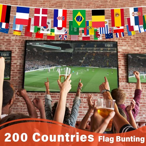 International Flags Bunting Banner - 200 Countries String Flag Decoration for World Cup, Olympic & Sports Events