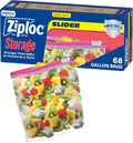 Ziploc Gallon Food Storage Bags - Durable Slider Design with Power Shield Technology | 68 Count