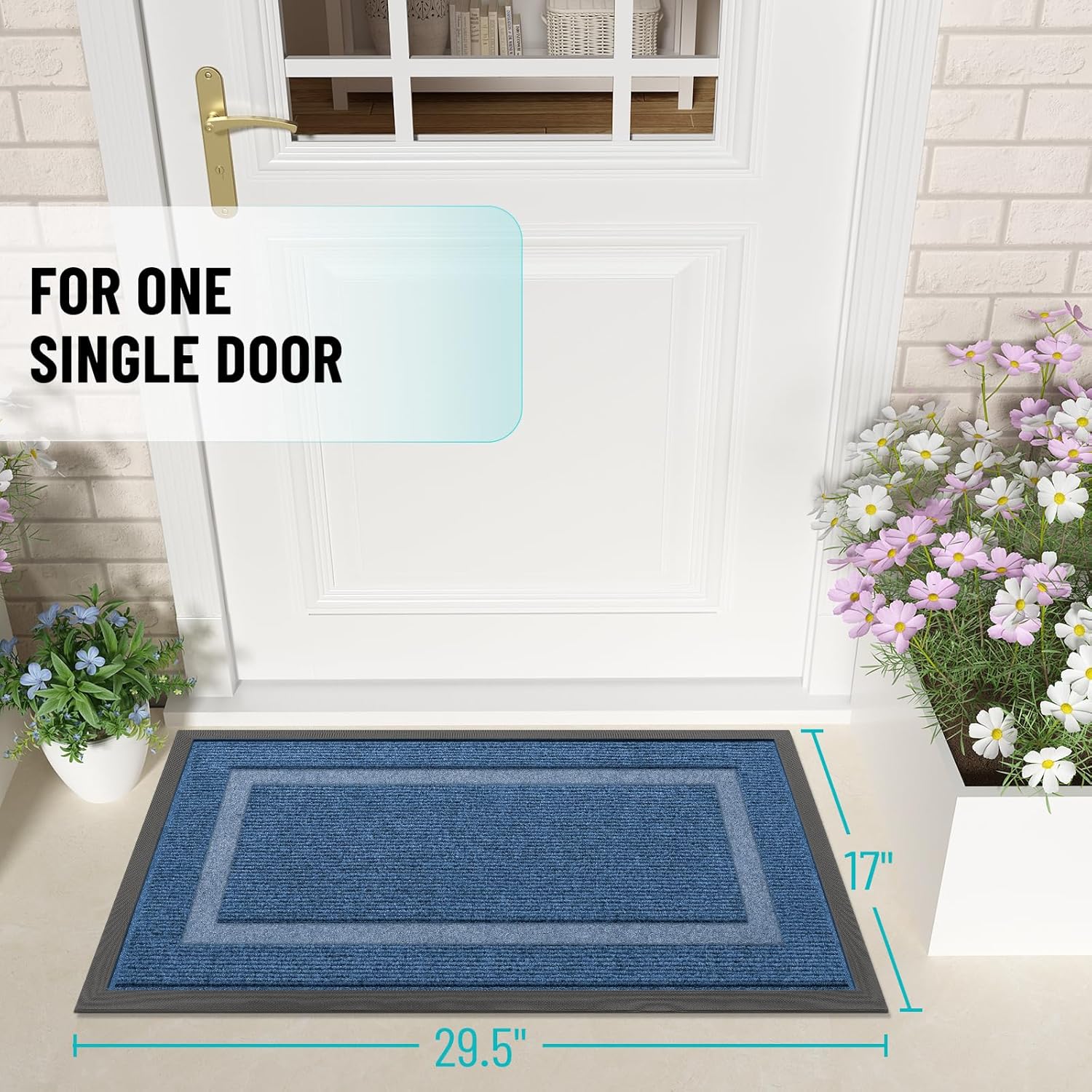OLANLY Indoor Outdoor Front Door Mat - Waterproof, All-Weather, Easy Clean | 29.5x17, Light Blue
