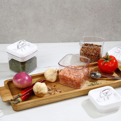 Felli Flip Tite Storage Container with 4 Inch Lid SQUARE & RECTANGLE, Air Tight Ring Seal Top Clear Acrylic Canister Jar, Spice Pasta Cereal Snack Pantry Organizer, Gift Set for Women (10pk, Variety)