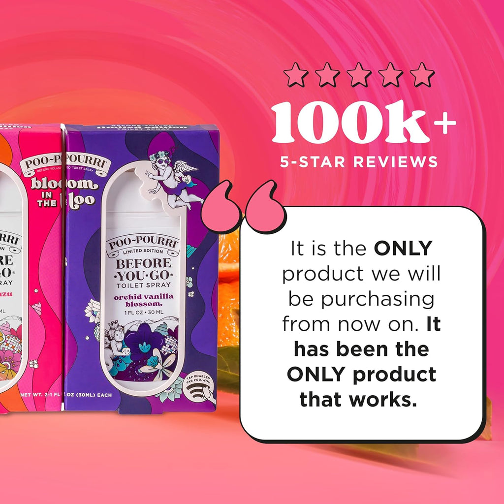Poo-Pourri Tear & Share Bloom Bathroom Set | Travel Size Odor Eliminators - Plant-Based Pocket Sprayers