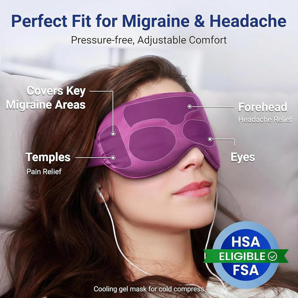 Skiennix Cooling Eye Mask - Fast Relief for Puffy Eyes & Migraines | Reusable Gel Pack in Purple