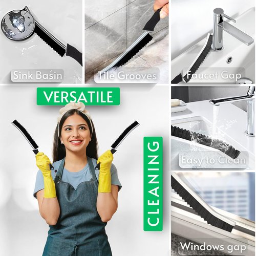 Hard Bristle Crevice Cleaning Brushes for Household use - Multifunctional Crevice Cleaning Tools for Housekeeping & Bathroom Cleaning Tools - Small Cleaning Brushes for Tight Spaces
