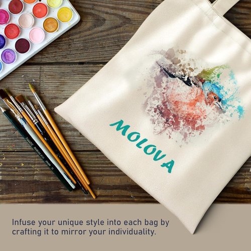 MOLOVA Premium Canvas Reusable Tote Bags - Eco-Friendly Gift Bags for Work & Shopping | 1 Pack
