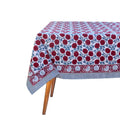 Handblock Print Cotton Tablecloth – 72x135 Rectangle Table Cover Seats 8-10 – Indian Block Printed Floral Dining Table Linen – Boho Washable Cloth for Kitchen, Party, Outdoor (White)