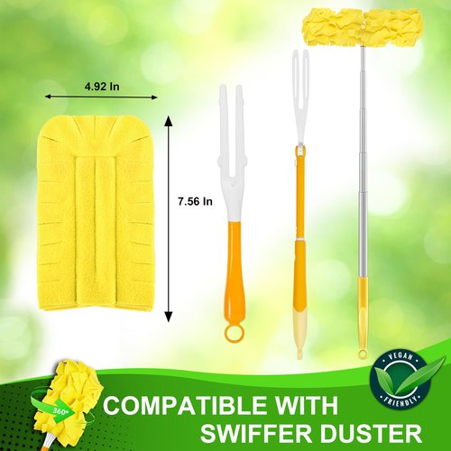 Yicotira Reusable Duster Refill Compitable with Swiffer Duster - Washable Heavy Duty Dusters Refills 360 for Swiffer Duster Handle & Super Extender Handle, 4 Pack