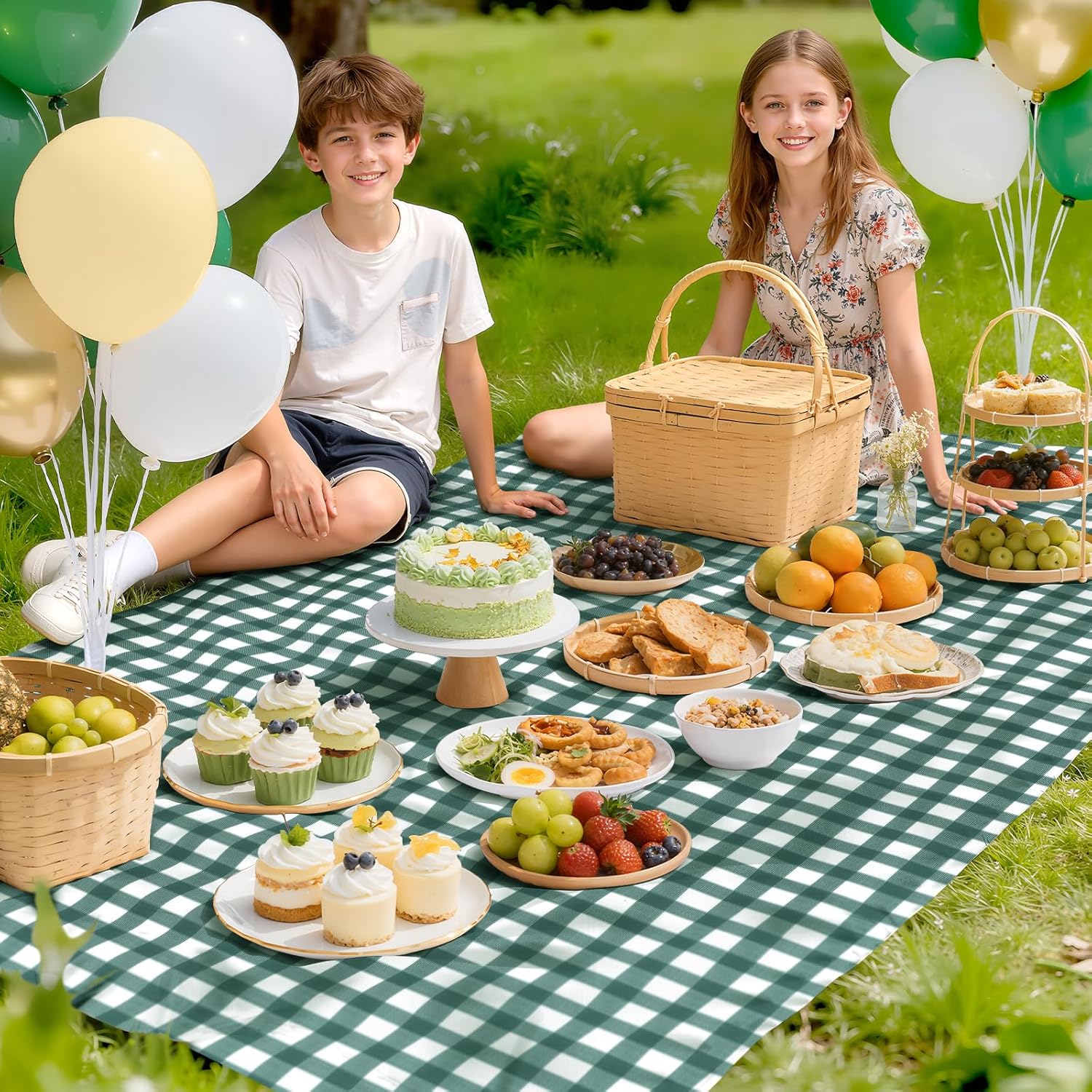 Skiennix Sage Green Striped Gingham Tablecloth - Waterproof Disposable Plastic, 54 x 108 Inch for Events