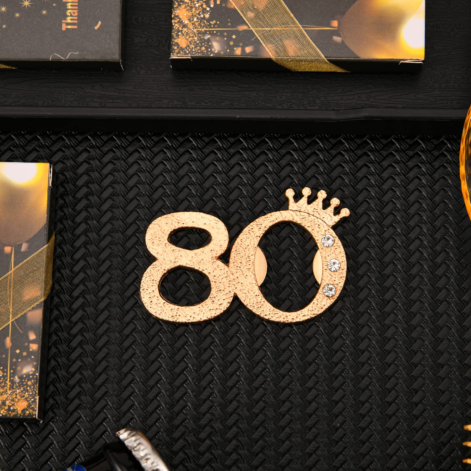 KaGrbves 50 Packs 80 Bottle Openers for 80th Birthday Party Favors Gifts or Souvenirs for Guests 80th Wedding Anniversary Party Favor Gold and Black Theme Party Decorations (80)