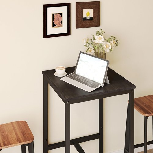 Lutown-Teen Square Bar Table, High Top Table - Industrial Metal Frame for Small Spaces & Narrow Kitchens, 23.6x23.6x36.9 in (LxWxH), Easy Assembly, Black