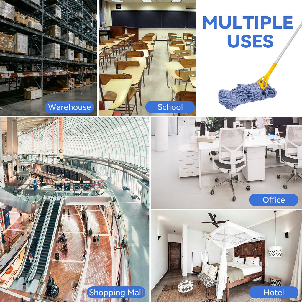 Commercial Heavy Duty Mop Heads Replacement for Rubbermaid: 9 Packs Industrial Wet Mop Head for Floor Cleaning - Commercial Products Looped End String Head Refills