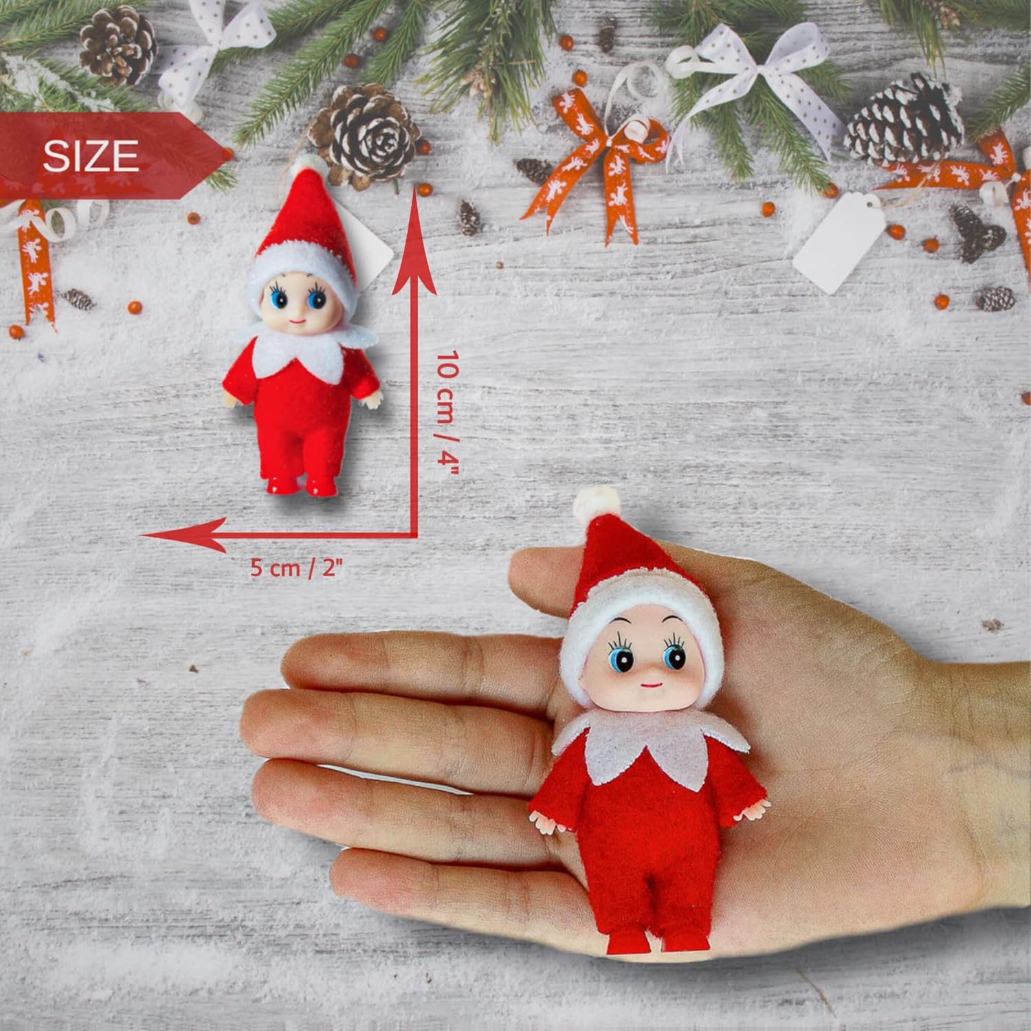 Skiennix Christmas Baby Elf Doll - Adorable Red Jumpsuit for Holiday Cheer