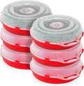 HOMZ 6-Pack Holiday Wreath Storage Organizers - 24 Inch Red & Clear Stackable Plastic Containers