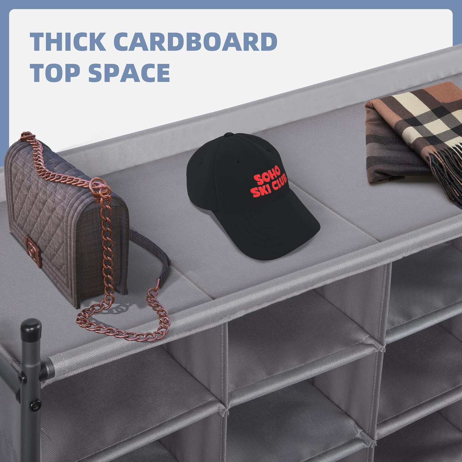 Storage Maniac Stackable Shoe Cubby Organizer - 20-Cube Free Standing Rack for Entryway & Closet | Gray
