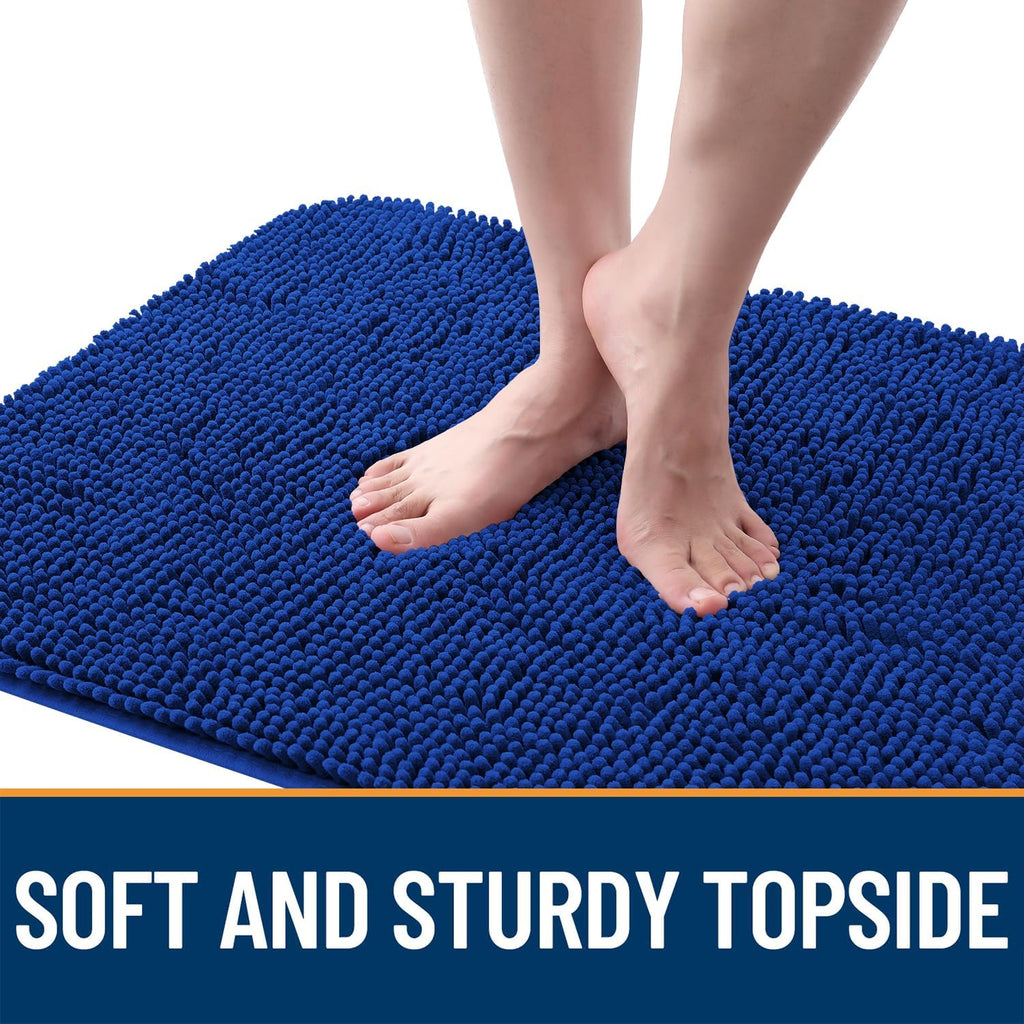 OLANLY Dog Door Mat - Absorbent Non-Slip Chenille for Muddy Paws | Quick Dry 47x17 Royal Blue Doormat