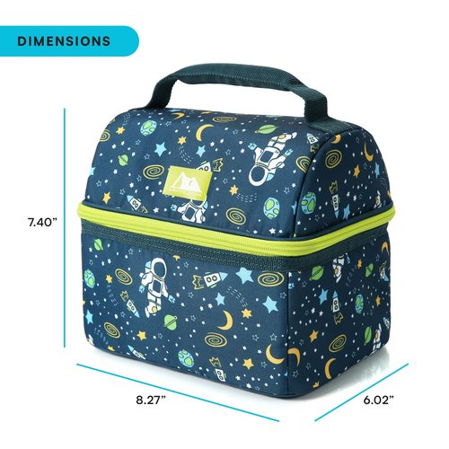 Arctic Zone Kids Lunch Box Combo with Gel Ice Pack and Sandwich Container, 2 Compartment Insulated Bucket for School or Travel Lunch, Space Odyssey