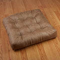 Klear Vu Gripper Non-Slip Floor Cushions for Adults, Extra Thick Square Meditation Pillow, Ideal for Yoga, Seating or Lounging, 21"x21", 1 Count, Brown Faux Leather