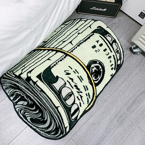 **Money Rug | 100 Dollar Bill Design | Funky 20x32 Inch Bath Mat for Home Decor**