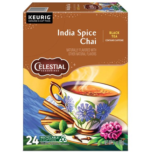 Celestial Seasonings India Spice Chai Black Tea, Single-Serve Keurig K-Cup Pods, 96 Count