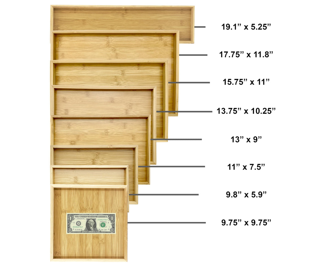 Natural Bamboo Serving Tray Platter 13 x 9 Rectangular, Bamboo