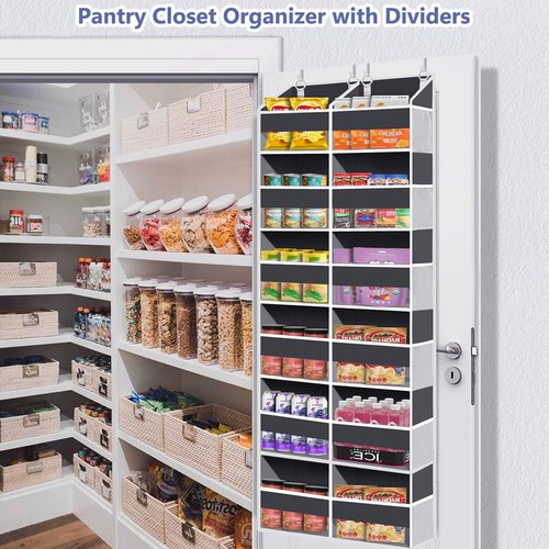 UVIAHOMI Heavy Duty Over The Door Organizer 6 Tiers, Extra Large Behind Door Storage of 12 Big Front & 12 Mesh Pockets, 80lb Weight Capacity, Hanging Doors Storage for Closet Bedroom Nursery, Gray